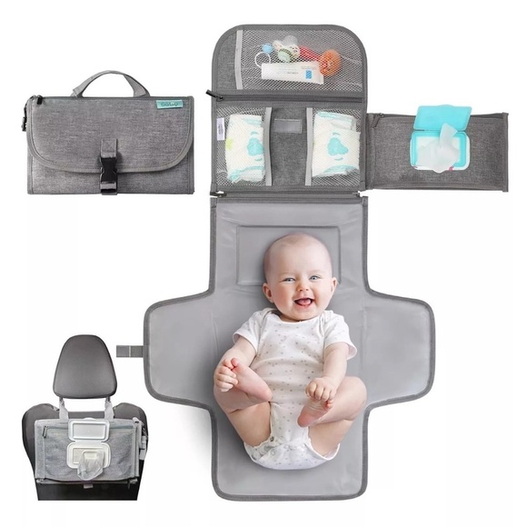 Kopi Baby Portable Diaper Changing Pad carrying case, gray water resistant - Picture 1 of 10